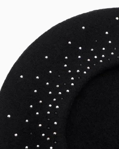 Emporio Armani Round Wool Hat Embellished Design In Black