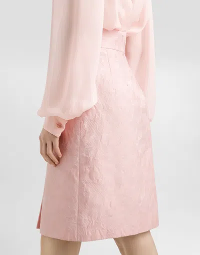 Dolce & Gabbana Jacquard Button-embellished Skirt In Pink