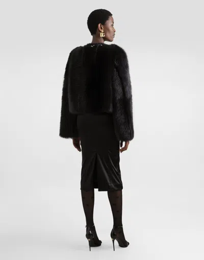 Dolce & Gabbana Women Satin Bustier Longuette Dress In Black