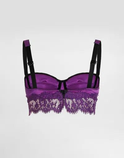 Dolce & Gabbana Lace And Satin Bra In Purple