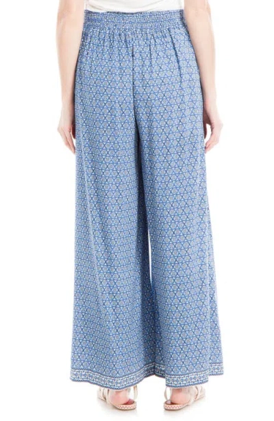Max Studio Wide Leg Pull On Pants In Blue