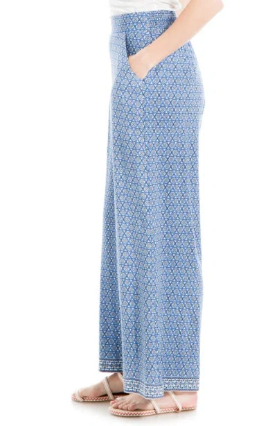 Max Studio Wide Leg Pull On Pants In Blue