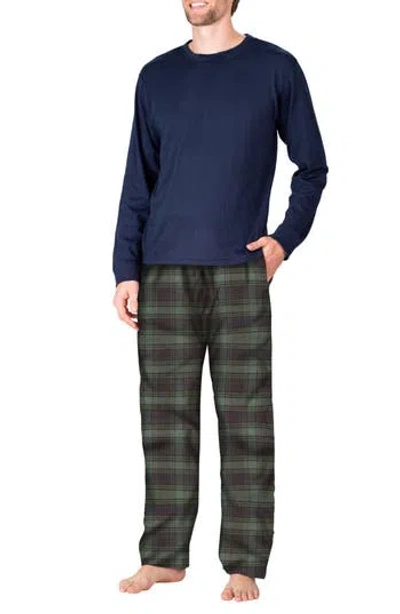 Sleephero Short Sleeve Flannel Pajamas In Blue