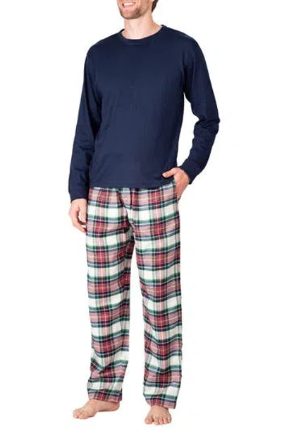 Sleephero Flannel Pajama Set In Dark Navy Tartan Plaid