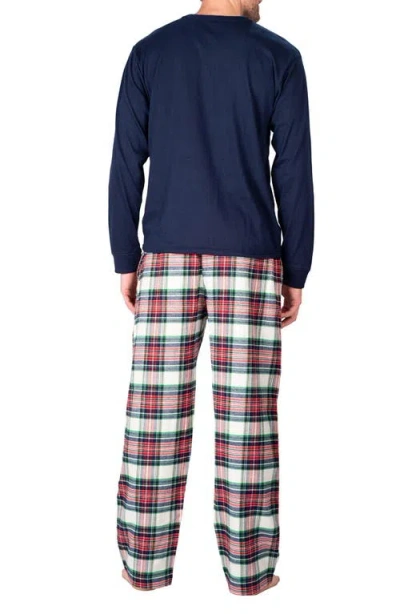 Sleephero Flannel Pajama Set In Dark Navy Tartan Plaid