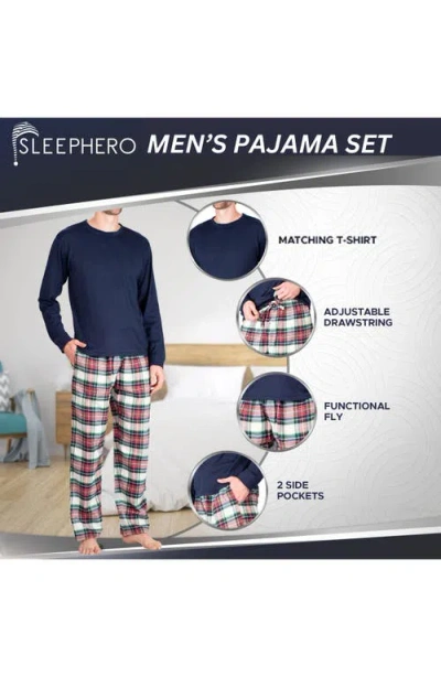 Sleephero Flannel Pajama Set In Dark Navy Tartan Plaid