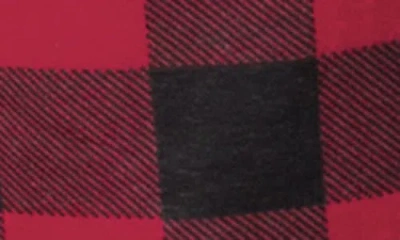 Sleephero Long Sleeve Pajama T-shirt & Buffalo Check Fleece Pajama Pants Set In Black With Red Buffalo Check