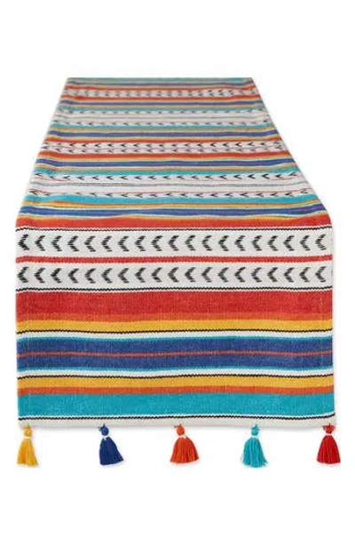 Design Imports Picante Stripe Tassel Table Runner In Multi