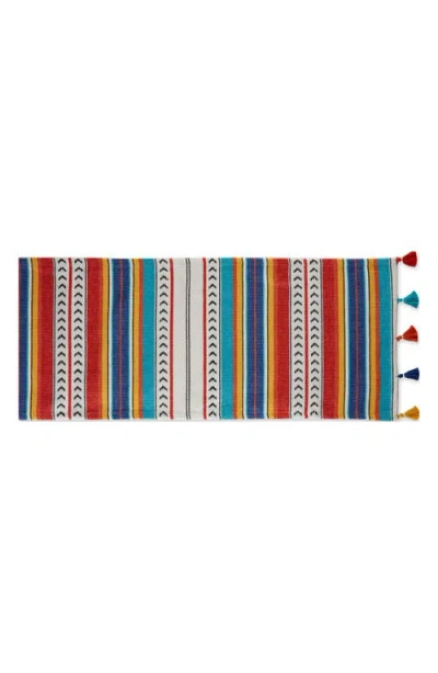 Design Imports Picante Stripe Tassel Table Runner In Multi