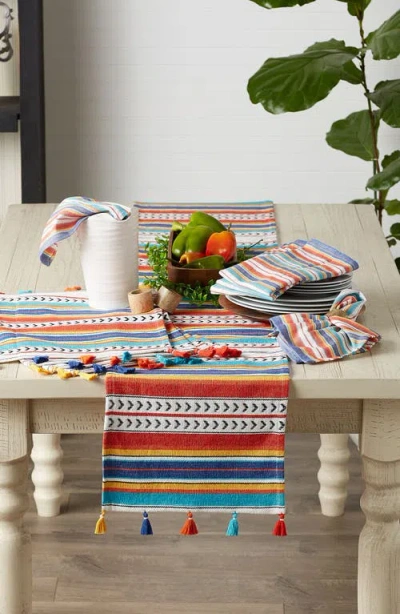 Design Imports Picante Stripe Tassel Table Runner In Multi