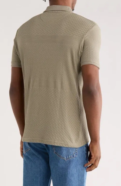 Cactus Man Textured Knit Zip Polo In Green