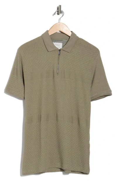Cactus Man Textured Knit Zip Polo In Green