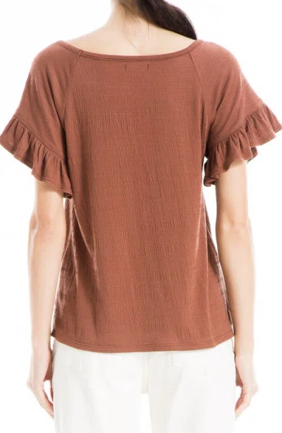 Max Studio Flutter Texture Knit T-shirt In Brown