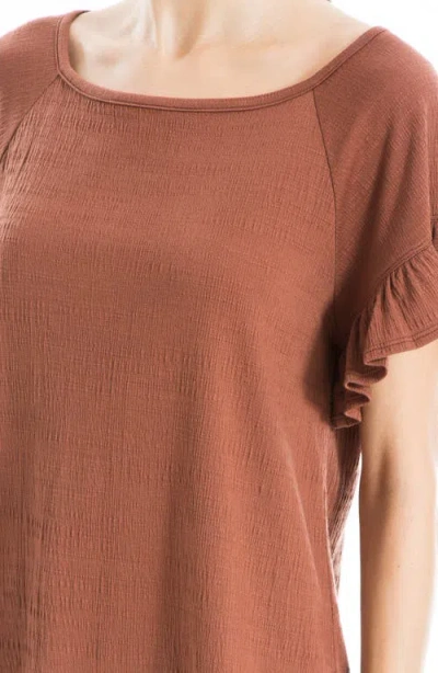Max Studio Flutter Texture Knit T-shirt In Brown
