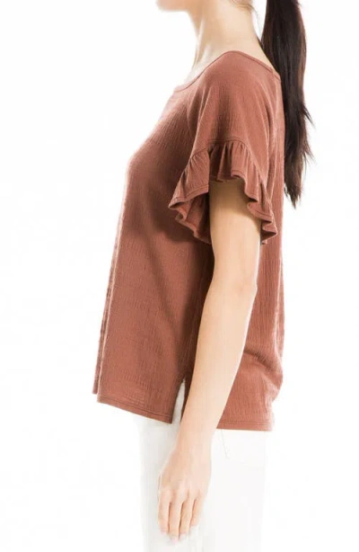 Max Studio Flutter Texture Knit T-shirt In Brown
