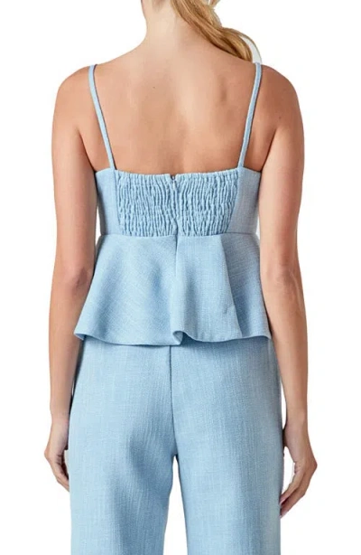 Endless Rose Tweed Peplum Camisole In Blue
