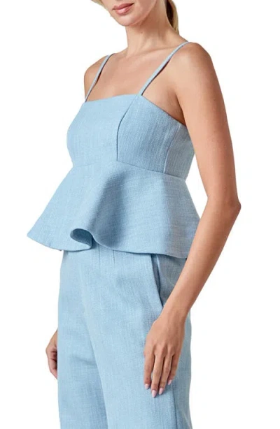 Endless Rose Tweed Peplum Camisole In Blue