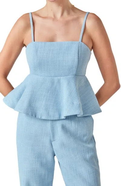 Endless Rose Tweed Peplum Camisole In Blue