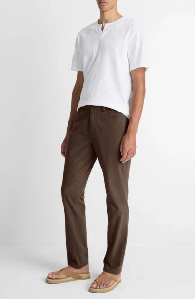 Vince Dylan Slim Fit Peached Stretch Cotton Pants In Brown