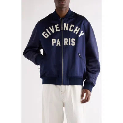 Givenchy Logo Bomber Jacket Puffer Jackets Blue In Multi