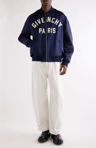 Givenchy Logo Bomber Jacket Puffer Jackets Blue In Multi