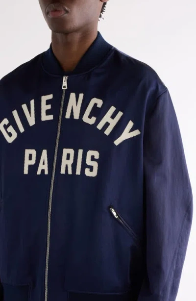Givenchy Logo Bomber Jacket Puffer Jackets Blue In Multi