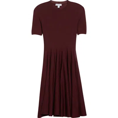 Alaïa Merino Wool Skater Sweater Dress In Burgundy