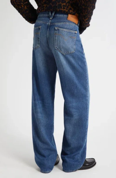 Versace Medusa Biggie Relaxed Straight Leg Jeans In Blue
