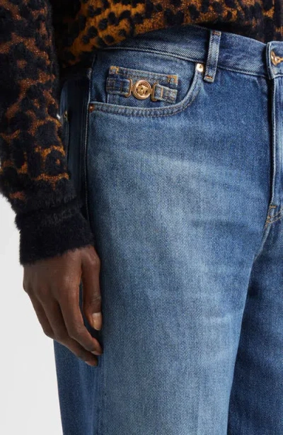 Versace Medusa Biggie Relaxed Straight Leg Jeans In Blue