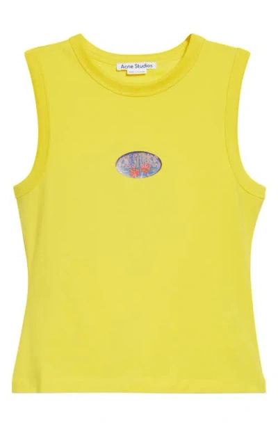 Acne Studios Etch Market Stretch Cotton Tank In Yellow