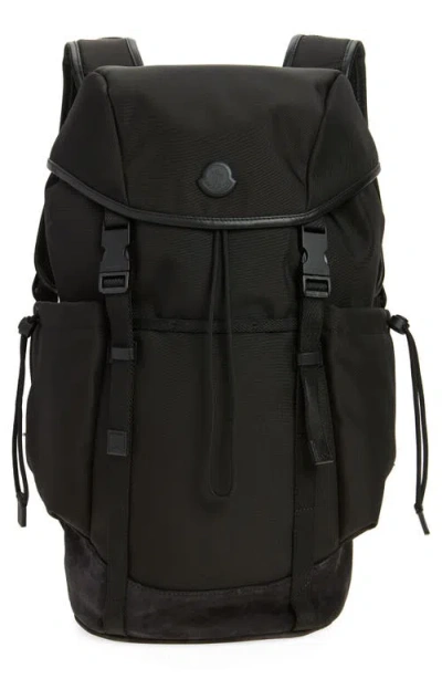 Moncler Canvas Tech Backpack With Front And Side Pockets In Black