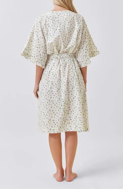 Papinelle Floral Swiss Dot Cotton Robe In White