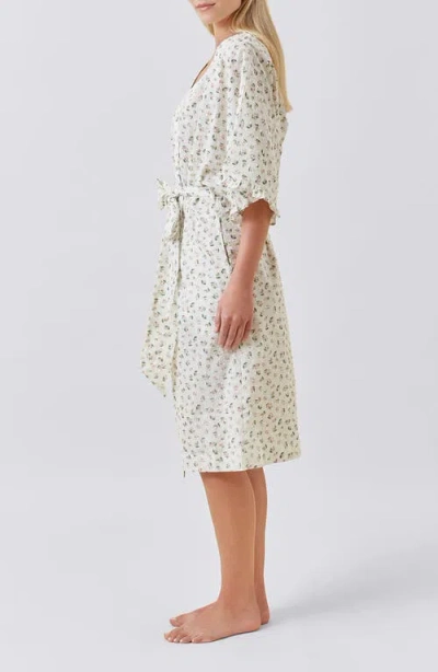 Papinelle Floral Swiss Dot Cotton Robe In White