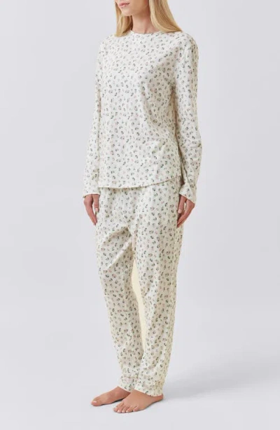 Papinelle Rosebud Organic Cotton Knit Long Sleeve Tee And Jogger In Neutral