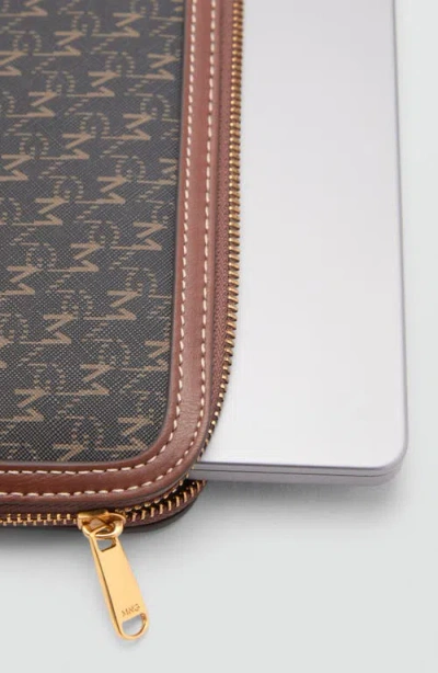 Mango Monogram Laptop Case In Brown