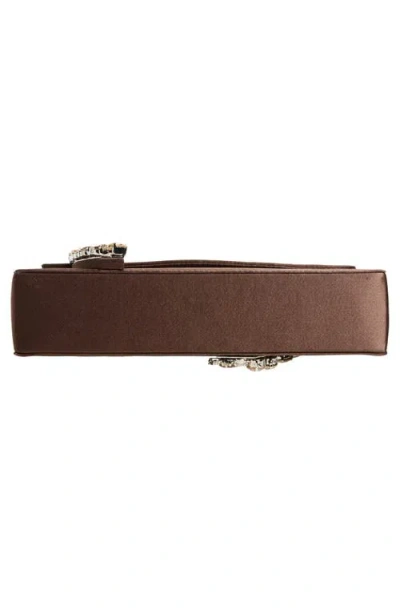 L'alingi Karma Crystal Handle Satin Clutch In Brown