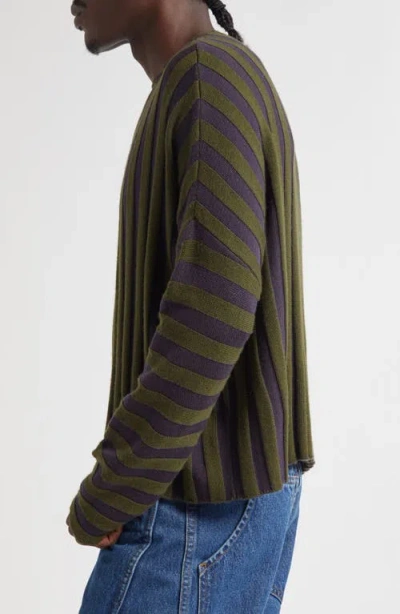 Eckhaus Latta Keyboard Stripe Wool Crewneck Sweater In Green