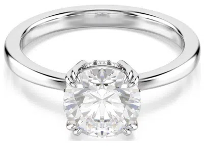 Swarovski Constella Cocktail Ring Round S Rhodium Shiny White White In Metallic