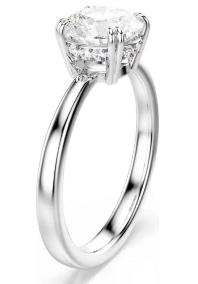 Swarovski Constella Cocktail Ring Round S Rhodium Shiny White White In Metallic