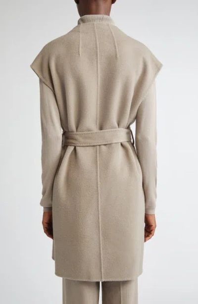Lafayette 148 New York Belted Double Face Wool & Cashmere Open Front Vest In Neutral