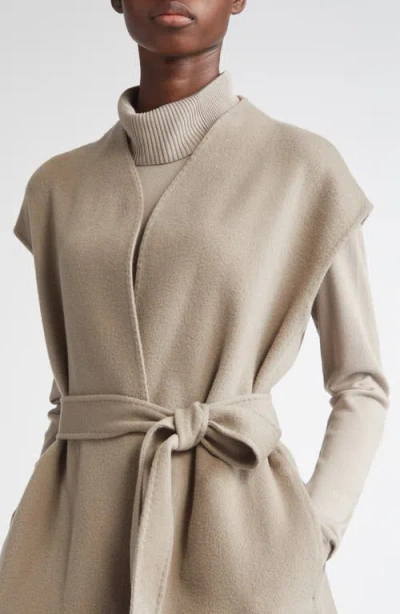 Lafayette 148 New York Belted Double Face Wool & Cashmere Open Front Vest In Neutral