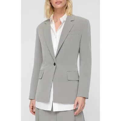 Lafayette 148 Fluid Houndstooth Jacquard Single Button Fitted Blazer In Gray