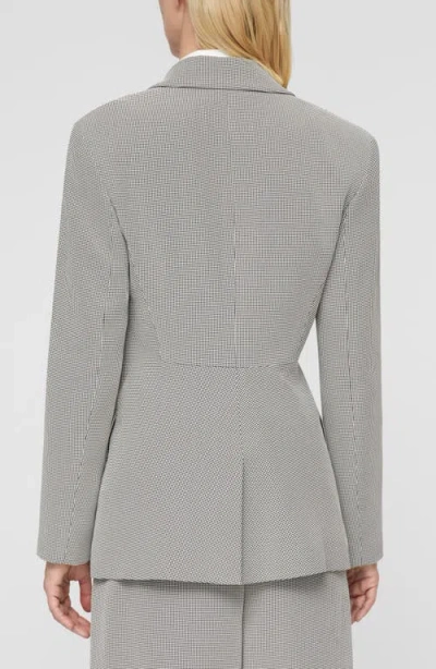 Lafayette 148 Fluid Houndstooth Jacquard Single Button Fitted Blazer In Gray