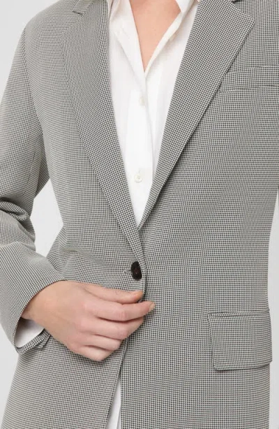 Lafayette 148 Fluid Houndstooth Jacquard Single Button Fitted Blazer In Gray