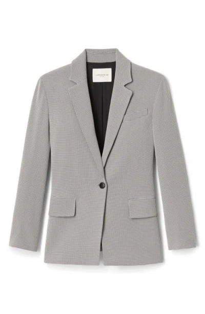 Lafayette 148 Fluid Houndstooth Jacquard Single Button Fitted Blazer In Gray