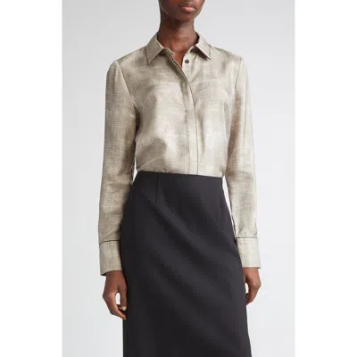 Lafayette 148 New York Scottie Piped Silk Top In Neutral