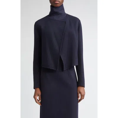 Lafayette 148 New York Foldover Front Double Face Wool & Cashmere Jacket In Blue
