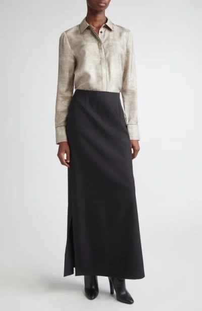 Lafayette 148 New York Scottie Piped Silk Top In Neutral