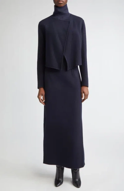 Lafayette 148 New York Foldover Front Double Face Wool & Cashmere Jacket In Blue