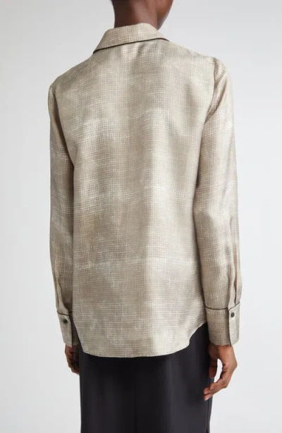 Lafayette 148 New York Scottie Piped Silk Top In Neutral